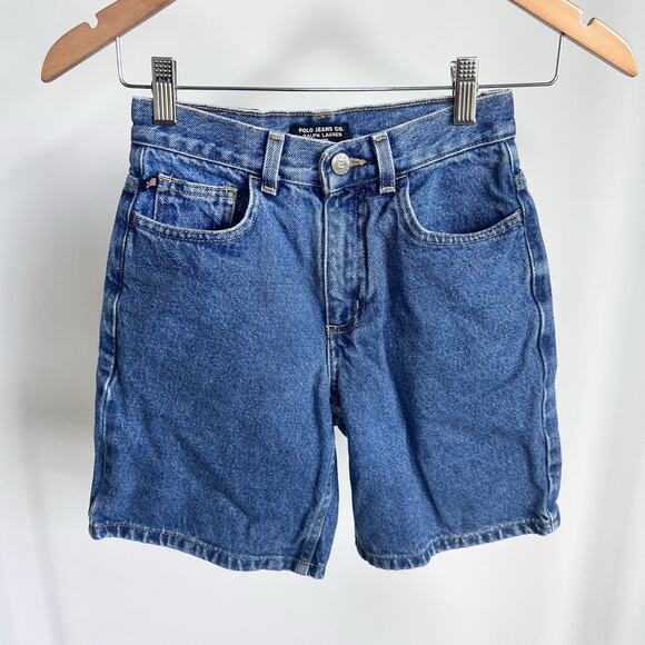 Vintage Polo Jeans Co. Ralph Lauren Jean Shorts Boys 8 Denim Blue Carpenter Y2k - Picture 1 of 7